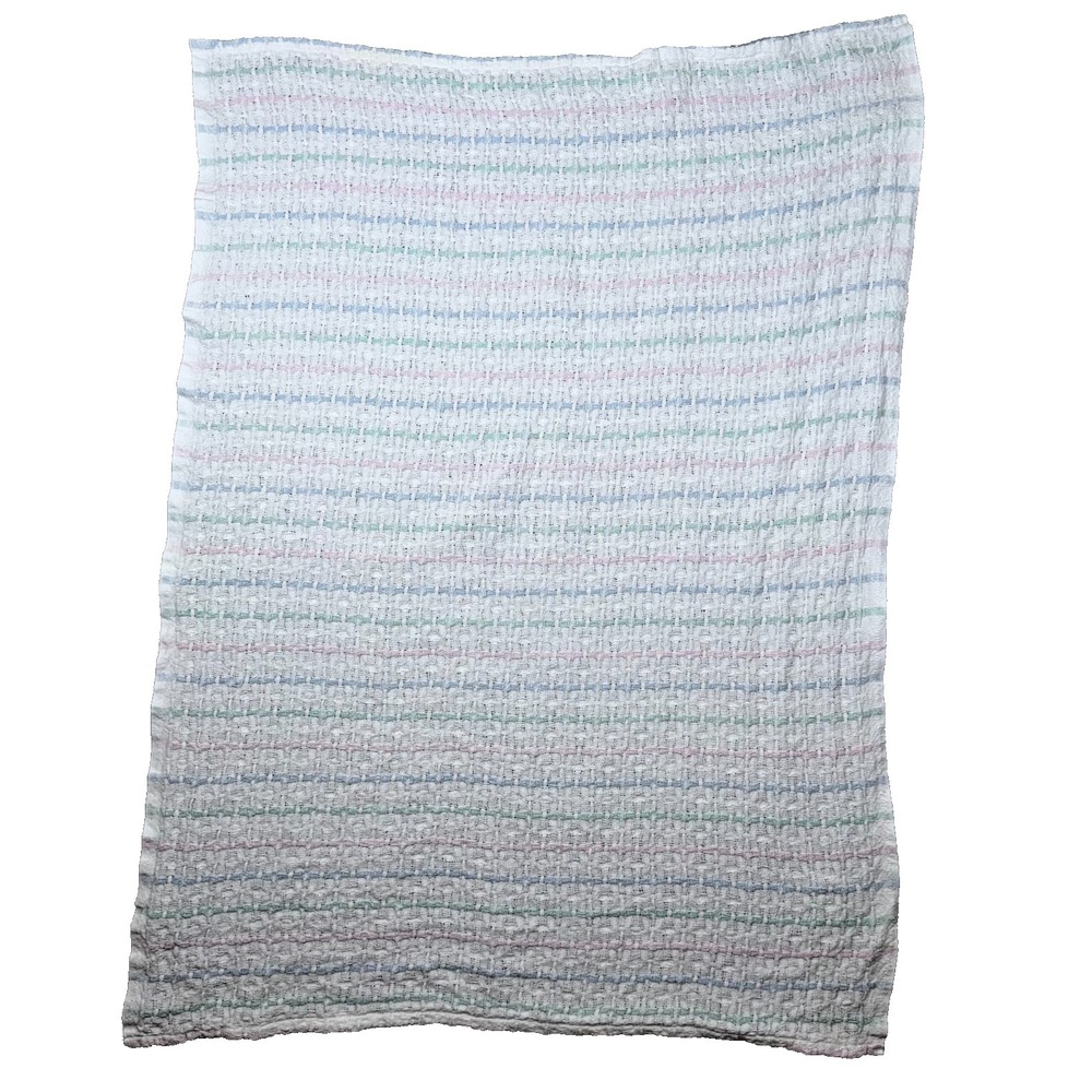 Vintage Tennessee Woolen Mills Baby Blanket‎ Multicolor 100% Cotton Made In USA